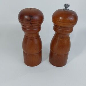 Vintage Wood Salt Shaker and Pepper‎ Grinder Set Penzeys Gesundheit! 6"
